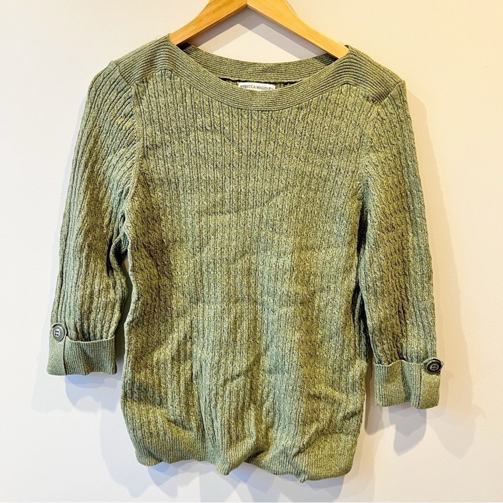 Rebecca Malone Green Quarter Sleeve Sweater
